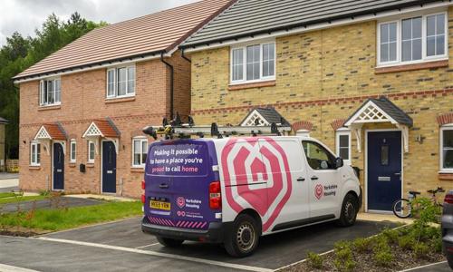A Yorkshire Housing van parked outside someone's home