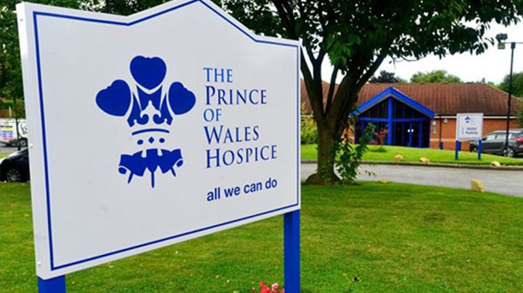 Prince of Wales Hospice signage in front of the hospice building