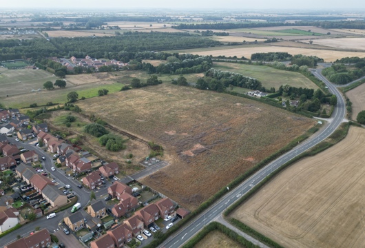 Aerial view of the Thorpe Willoughby site ahead of development work starting.