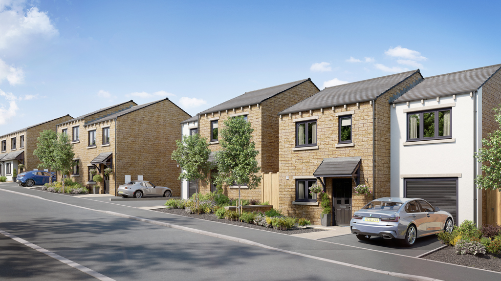 A street scene of semi detached homes