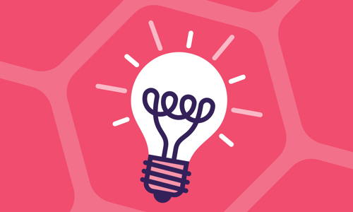 Graphic of a light bulb on a bright pink background 