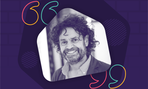 A photo of David Smalley in a house cut out icon on a dark purple background
