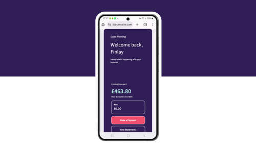 Digital screenshot embedded on a phone of the new look portal 