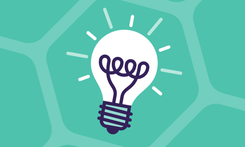 Graphic of a light bulb on a bright green background