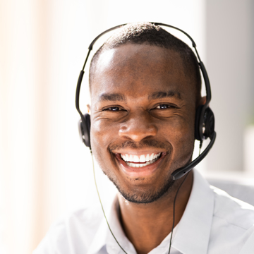 Smiling man wearing headphones