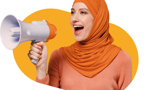 Woman holding a megaphone