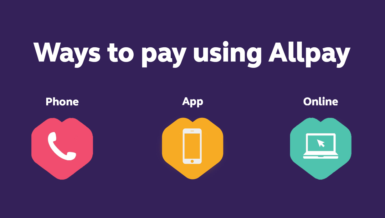 Ways to use Allpay - phone, app or online