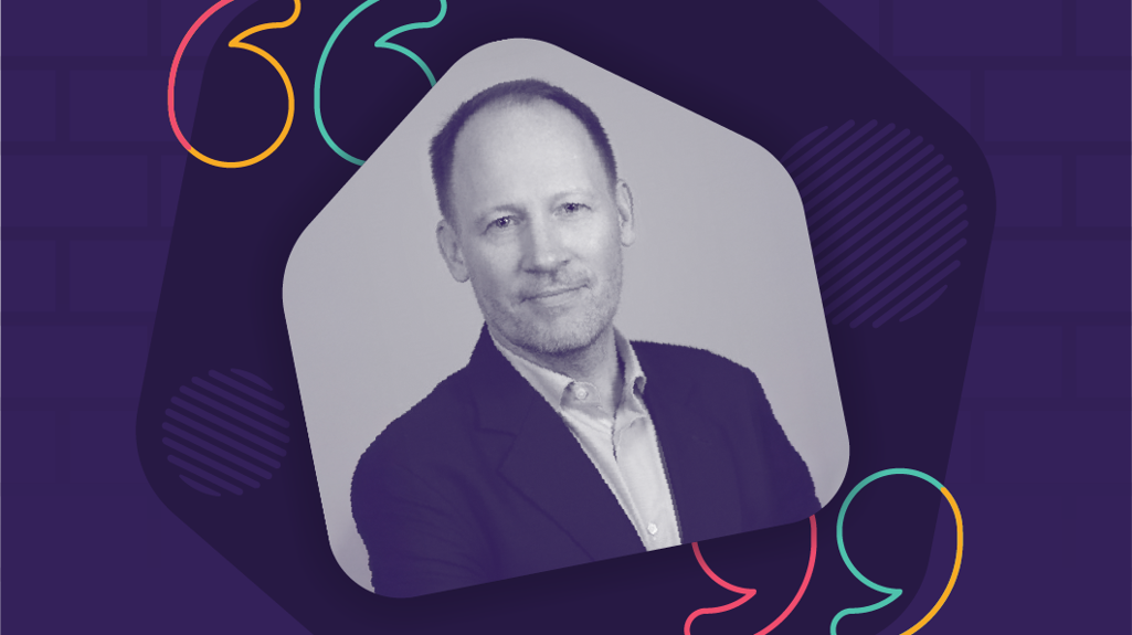 A colourful graphic including a headshot photo of Dr Rob Archer and speech mark icons.