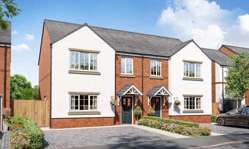 Red brick and white semi-detached house - an artist's impression