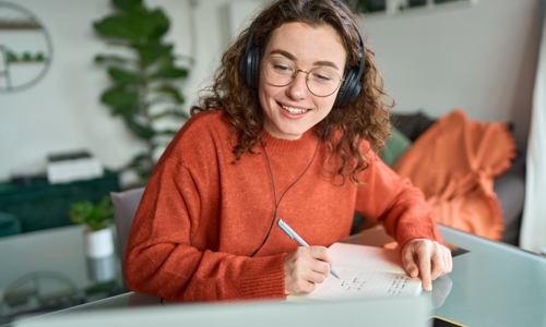 Young person joining online meeting